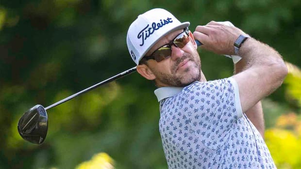 Lanto Griffin tees off during the 2023 John Deere Classic.